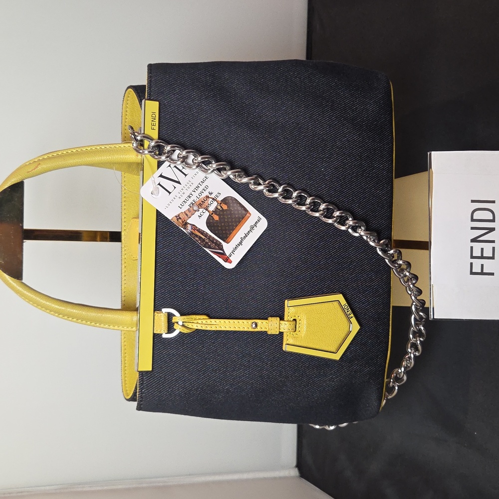Fendi Petit Toujours 2-way tote vintage 2010s- Denim/Leather -Karl Lagerfeld Era